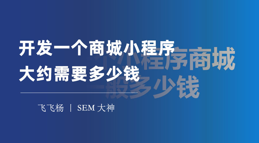 开发一个商城小程序要多少钱？看完这篇文章你就明白了