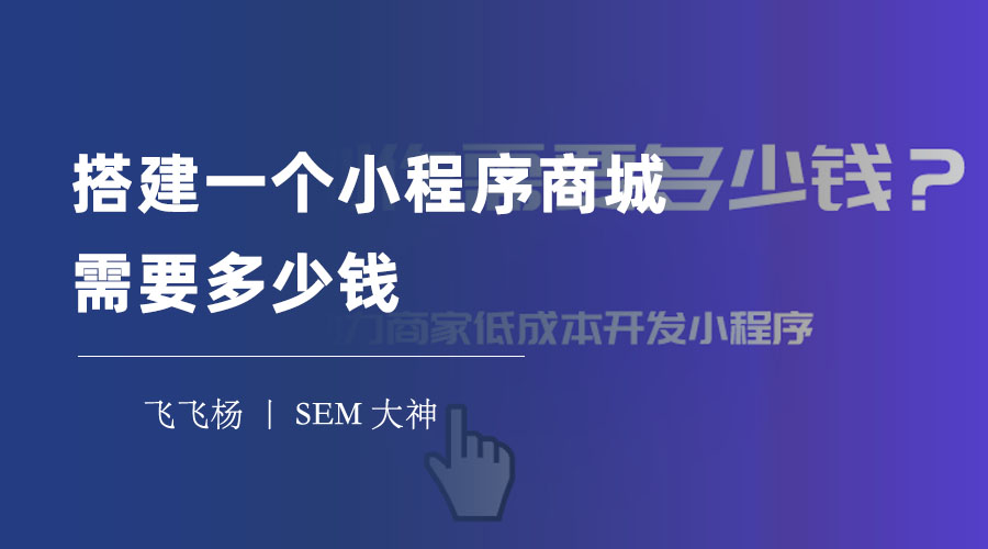 搭建一个小程序商城需要多少钱？三种方式的优缺点和价格对比