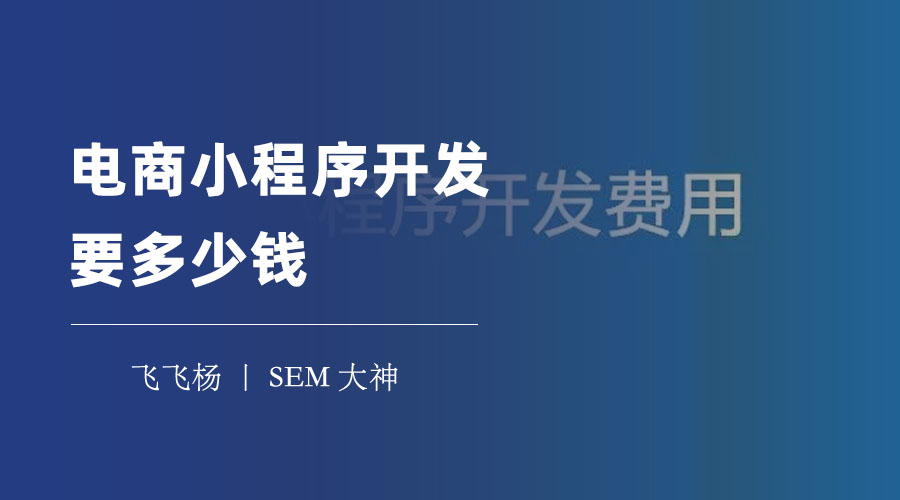 电商小程序开发要多少钱？不同的开发方式和费用，一目了然！