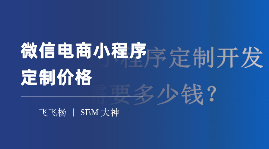 微信电商小程序定制价格：开发一个微信电商小程序需要多少钱？