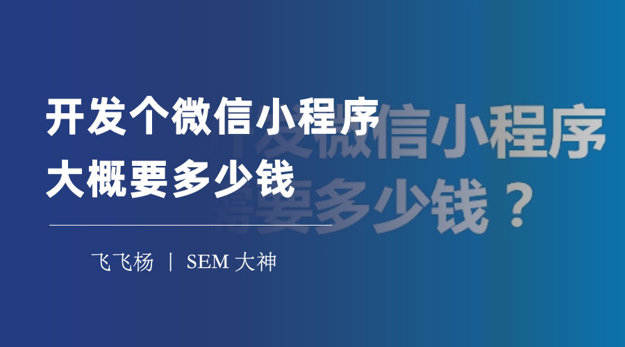 开发个微信小程序大概要多少钱？不同开发方式的优缺点和价格对比