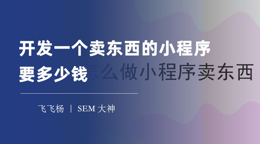 开发一个卖东西的小程序要多少钱？这里有一份详细的费用分析和参考！