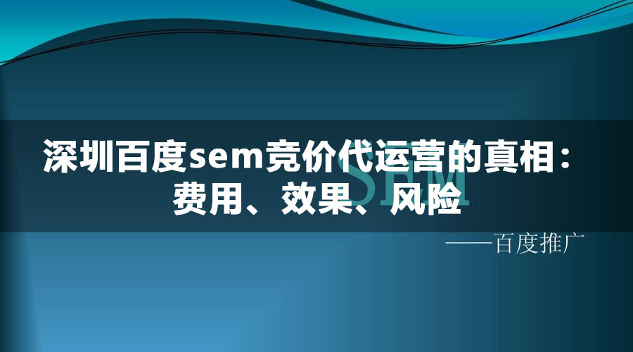 深圳百度sem竞价代运营的真相：费用、效果、风险，您需要知道的都在这里