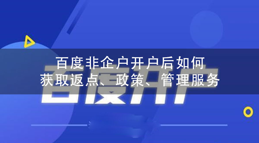 百度非企户开户后如何获取返点、政策、管理服务