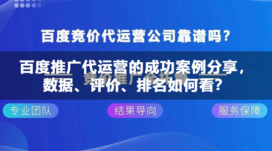 百度推广代运营的成功案例分享，数据、评价、排名如何看？