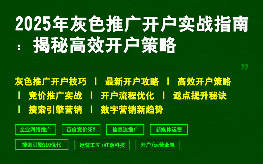2025年灰色推广开户实战指南：揭秘高效开户策略