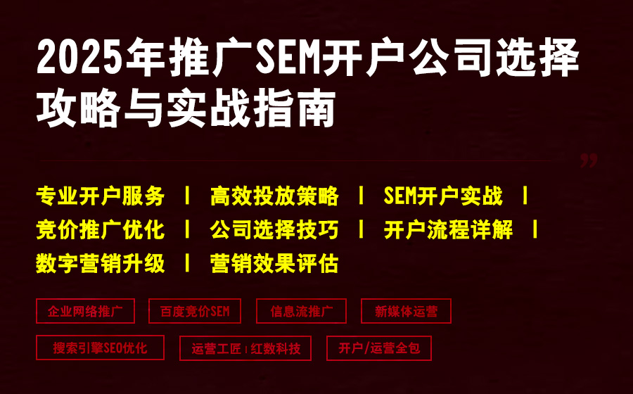 2025年推广SEM开户公司选择攻略与实战指南