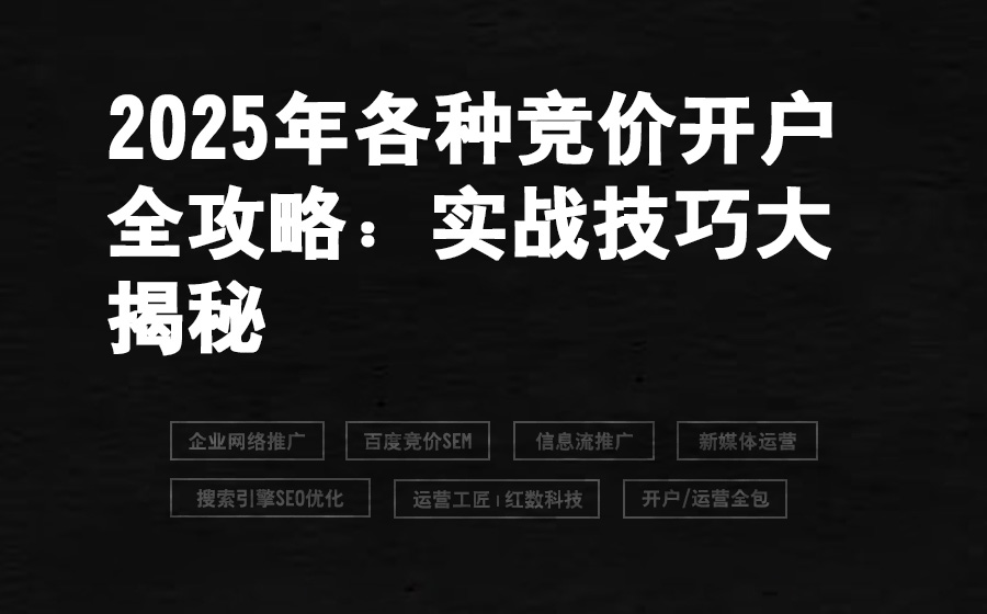 2025年各种竞价开户全攻略：实战技巧大揭秘